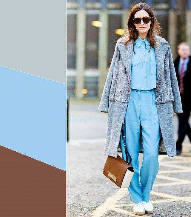 Синий цвет в одежде - стильные сочетания 2021 на фото