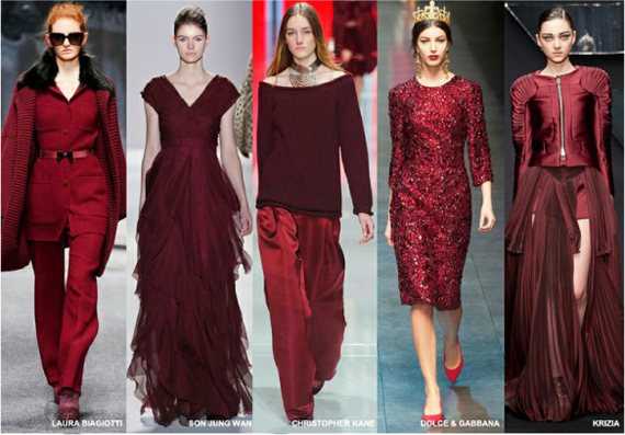 Бордовое платье, варианты оттенков, тканей и декора, стильные образы