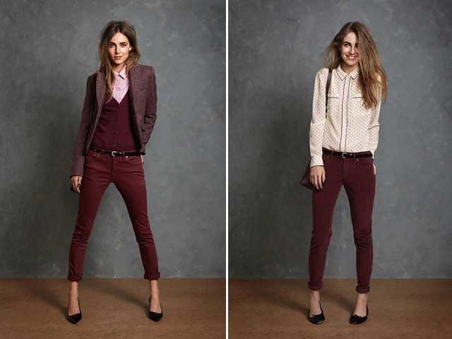 С чем одеть бордовые брюки женские. с чем носить бордовые брюки? модные сочетания.