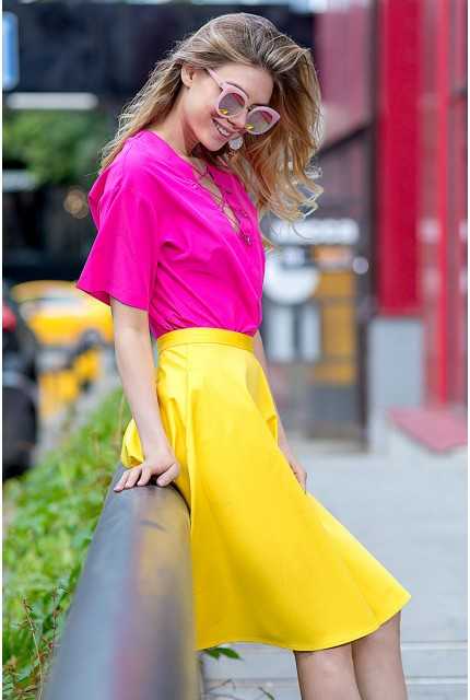 Желтая юбка-карандаш - с чем носить, фото 2020