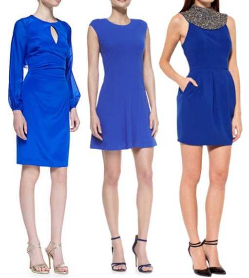 С чем носить, с какими аксессуарами сочетать синее платье. фото