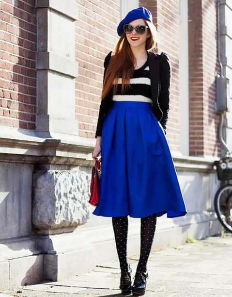 Синяя юбка карандаш с чем носить: фото модных образов