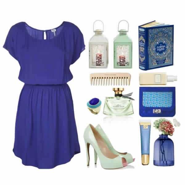 Популярные образы с голубым платьем, возможные цветовые решения