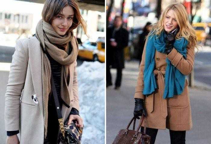 Как одевать шарф на пальто