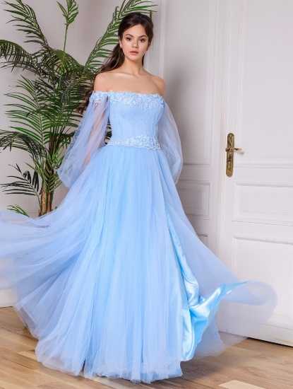 Голубое вечернее платье — воплощение небесной чистоты
