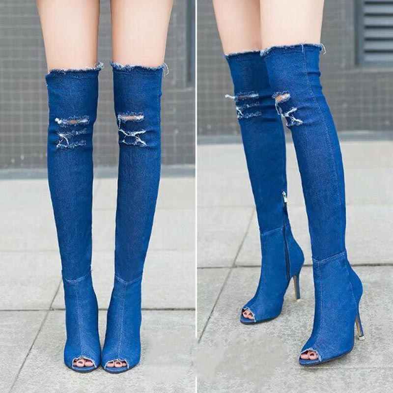 Джинсовые сапоги – необычная модель для милых дам. джинсовые ботинки женские