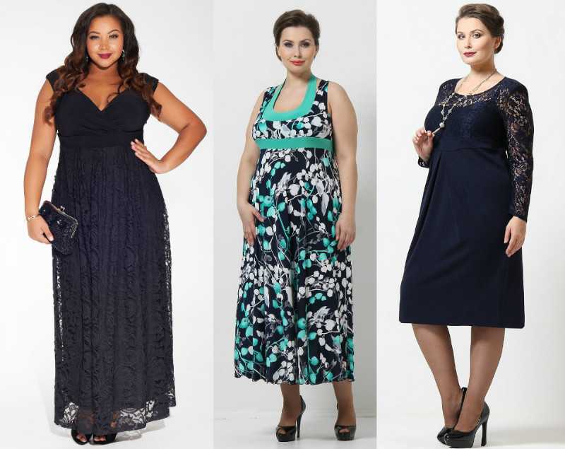 Нарядные платья для полных женщин: модные тенденции и красивые луки на фото
