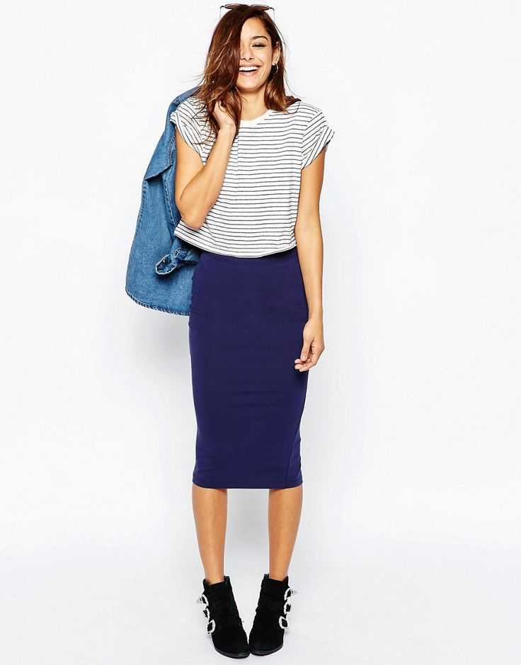 Синий низ — стильный верх, или с чем носить синюю юбку?