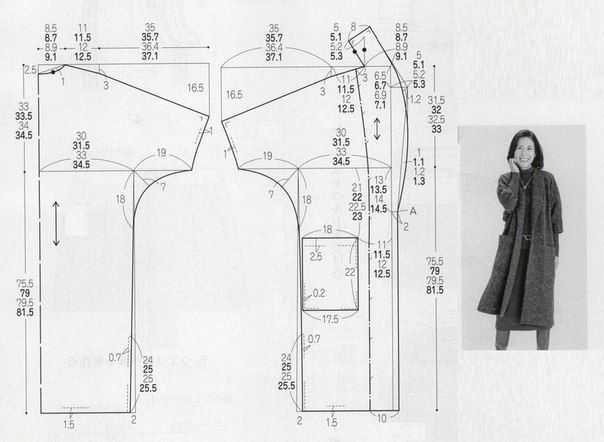 Выкройка пальто с цельнокроеными рукавами от анастасии корфиати