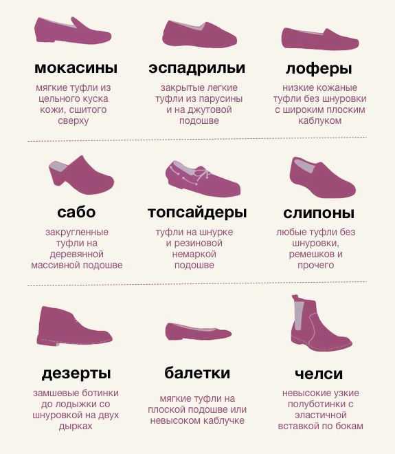 Виды женских туфель и их названия