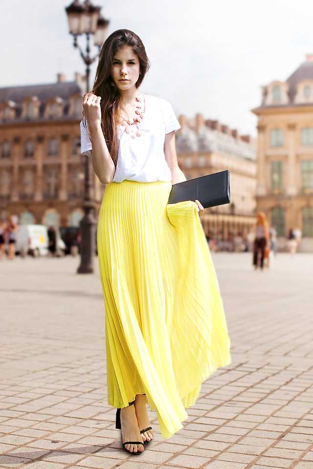 Желтая юбка-карандаш - с чем носить, фото 2021
