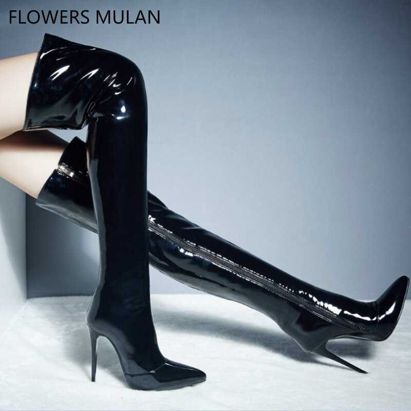 Черные сапоги женские или резиновые на каблуке, высокие замшевые ботинки на осень, лаковые чулки до колен на шпильке, с чем носить кожаные ботфорты на шнуровке