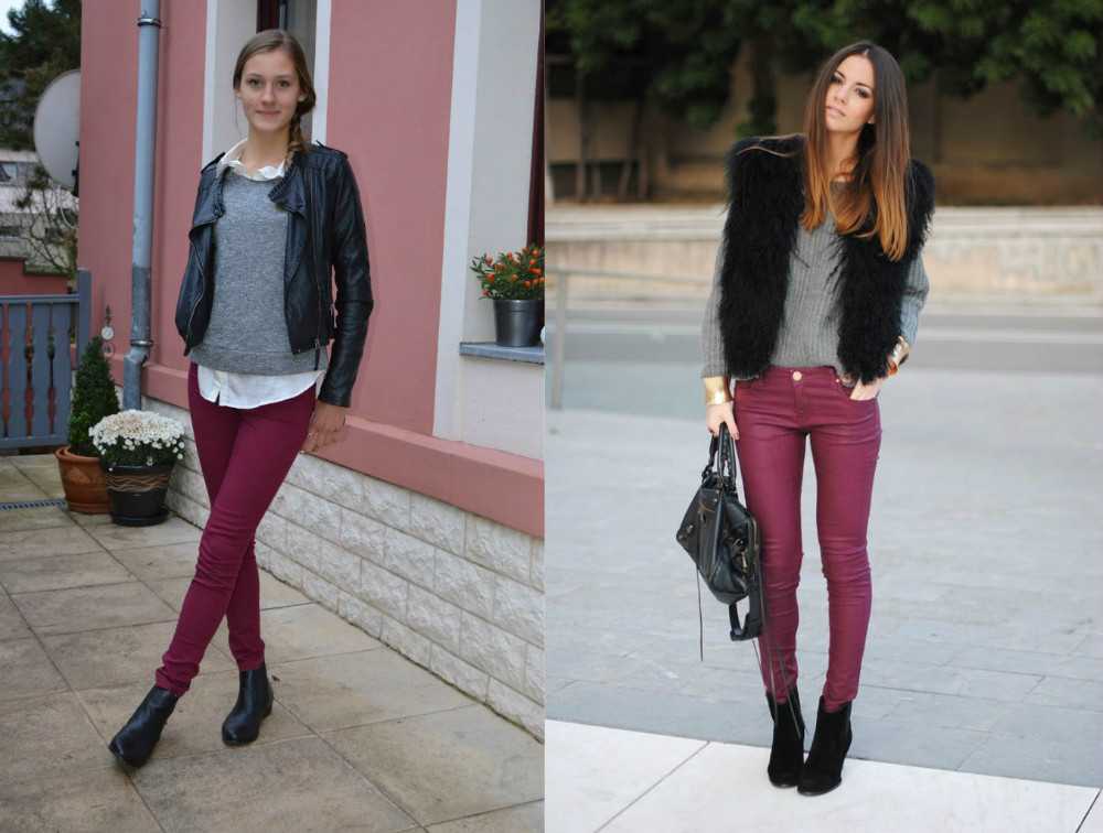 С чем одеть бордовые джинсы женские. бордовые брюки с чем носить: выбираем стильный образ. особенности бордовых брюк