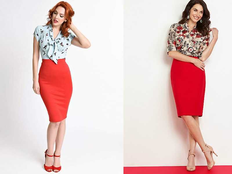 Красная юбка: с чем носить, какой верх подобрать, фасоны с фото