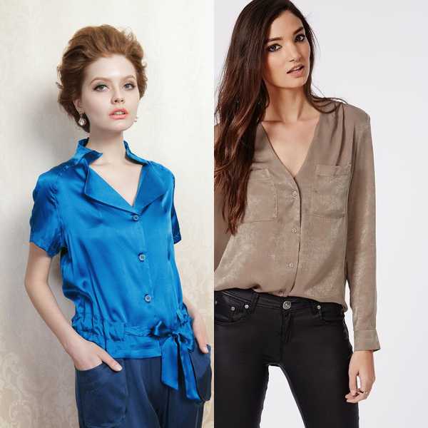 Женские модели комбинированных блузок из разных тканей: фото модных фасонов, гармоничные сочетания материалов и принтов