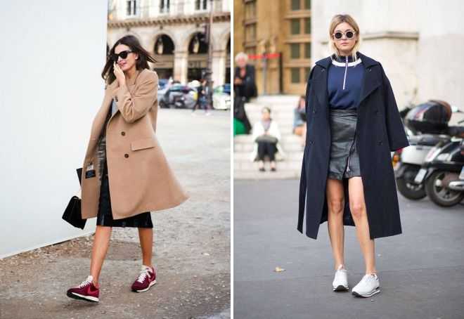 Пальто с кроссовками. основные правила и модные образы.