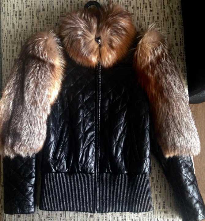 Кожаные зимние куртки с мехом чернобурки