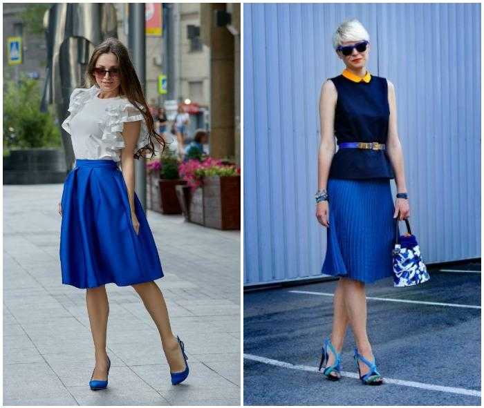 С чем носить синюю юбку? (50 фото)