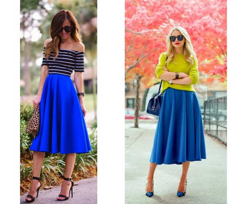 Синяя юбка: с чем носить, длинная, короткая, миди, фото образов