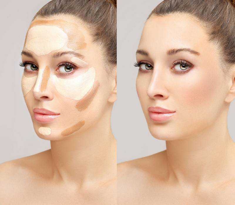 Коррекция лица макияжем с помощью корректоров, пошаговое моделирование с помощью контуринга