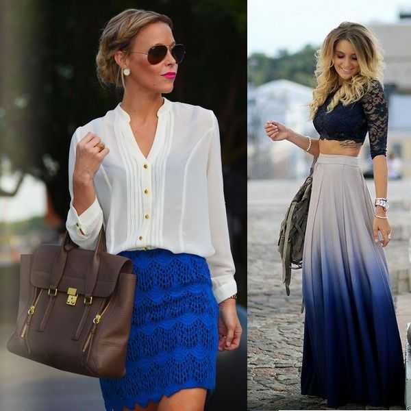 С чем носить синюю юбку — советы