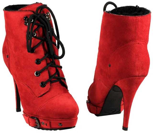 С чем носить красные ботинки женские: фото