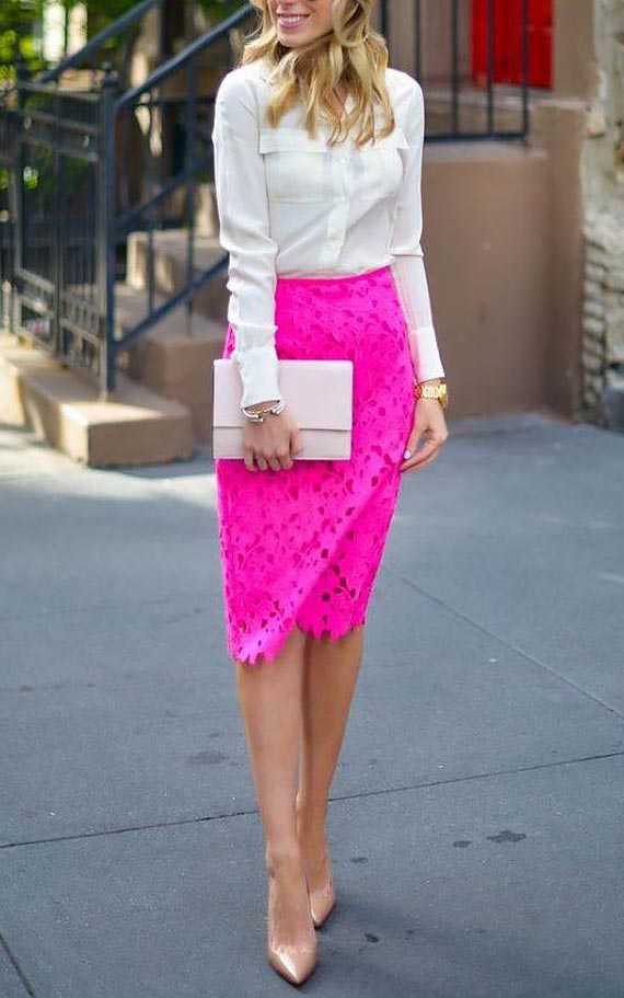 С чем носить розовую юбку карандаш: узкую, классическую, фото и видео примеры