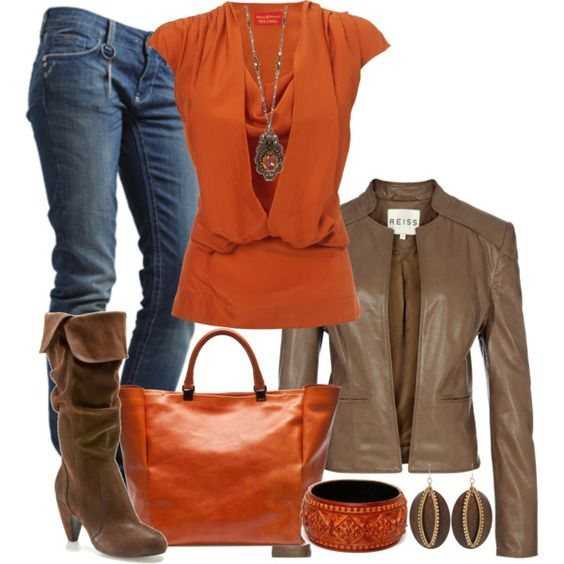 С каким цветом сочетается оранжевый в женской одежде (72 фото)