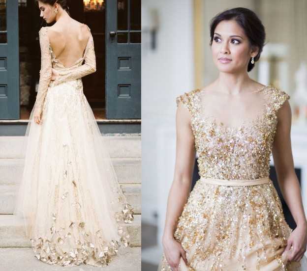 Золотое платье невесты: выбираем оригинальный наряд на свадьбу